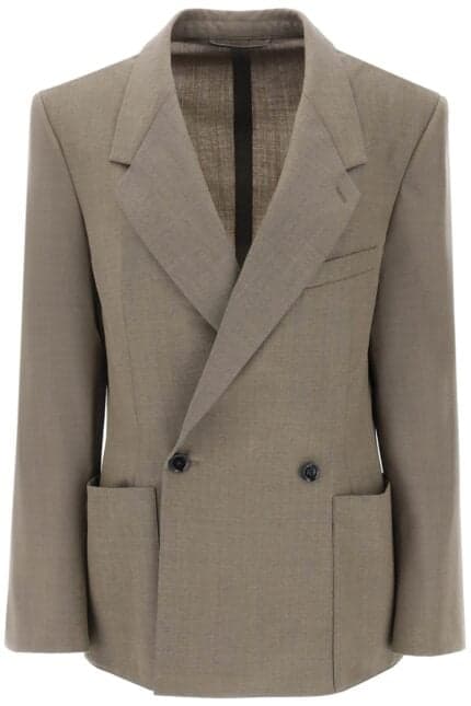 Lemaire Double-breasted Blazer In Tropical Poly Wool