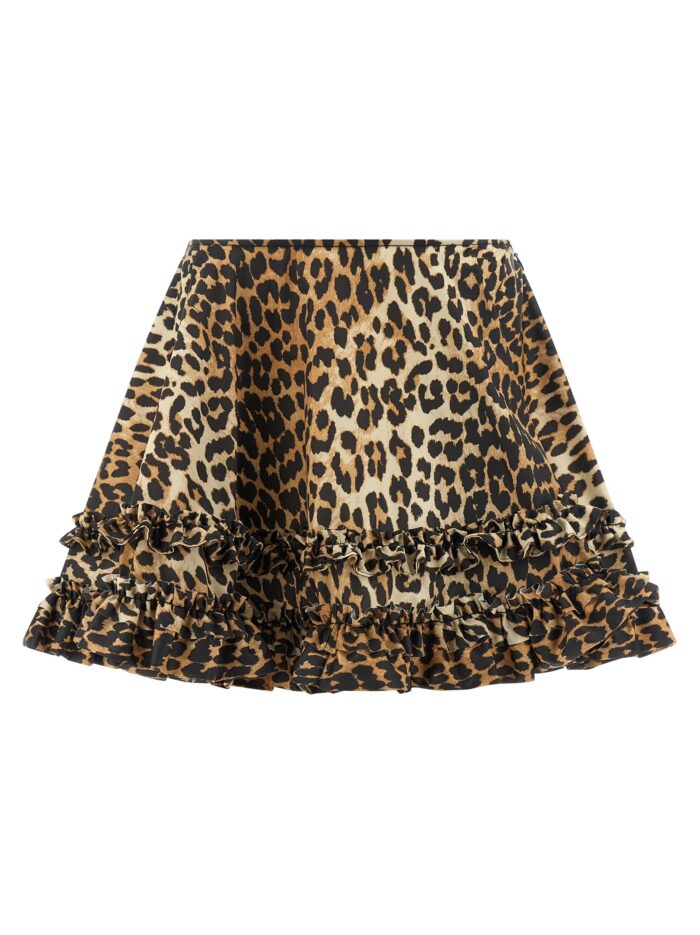ganni 'leopard duchesse nylon mini frill' skirt GANNI 'Leopard Duchesse Nylon Mini Frill' Skirt