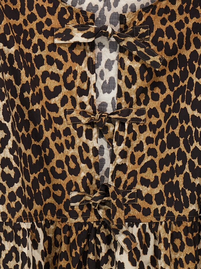 GANNI Leopard Poplin Dress