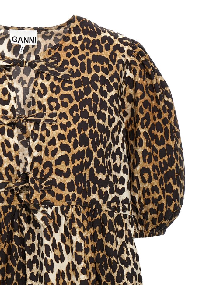 GANNI Leopard Poplin Dress