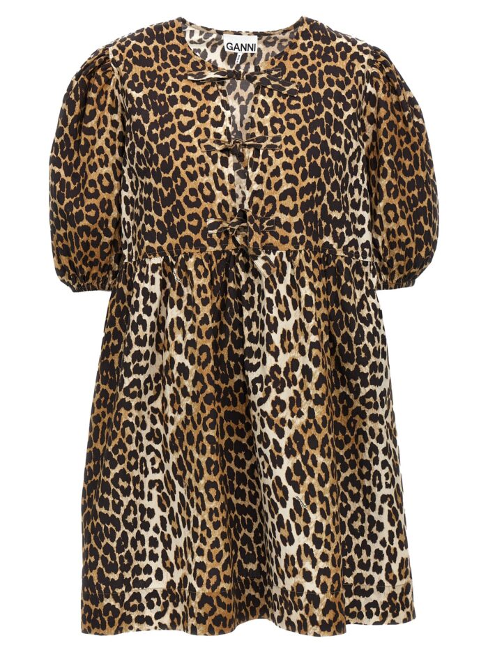 ganni leopard poplin dress GANNI Leopard Poplin Dress