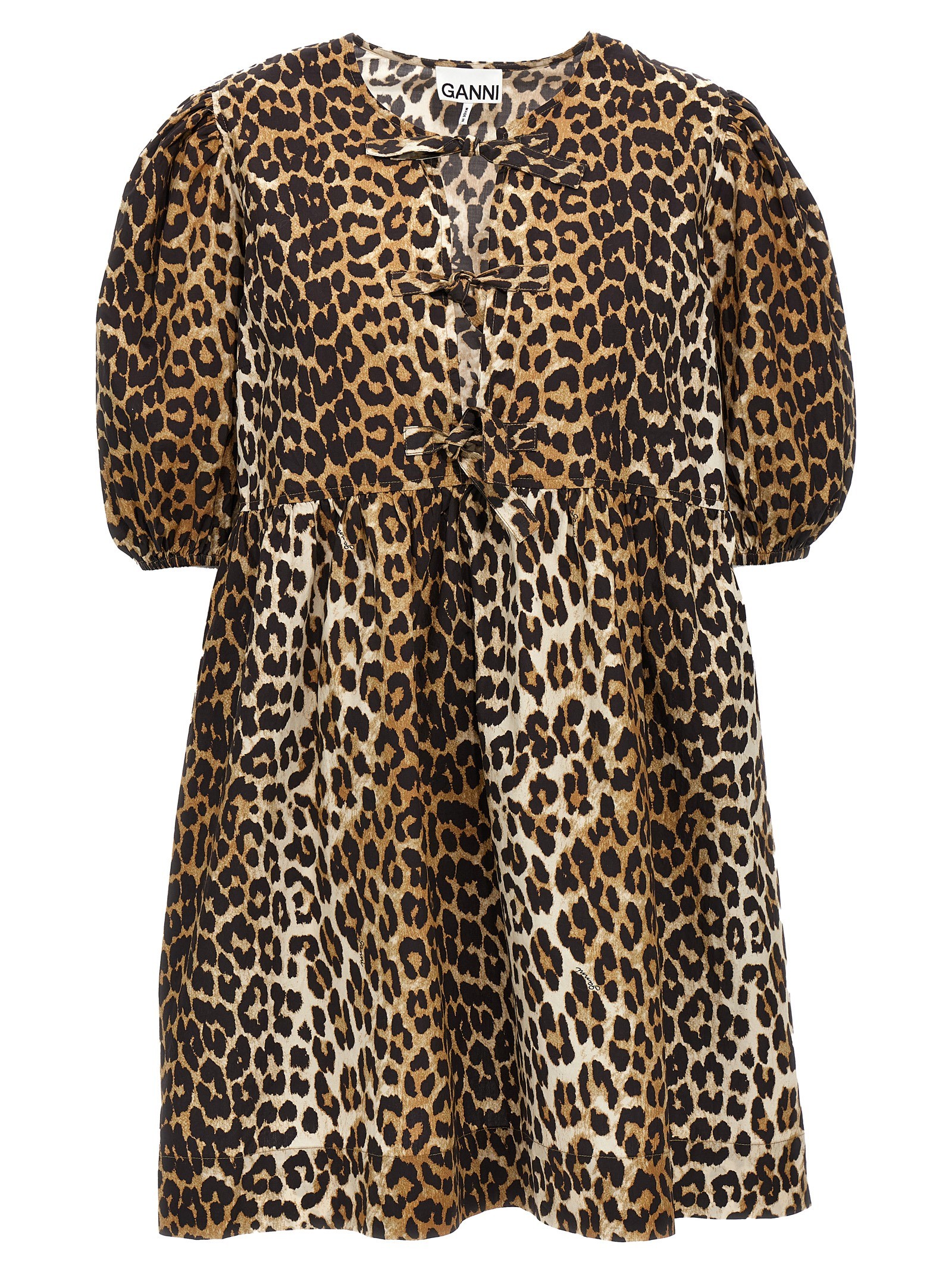 GANNI Leopard Poplin Dress