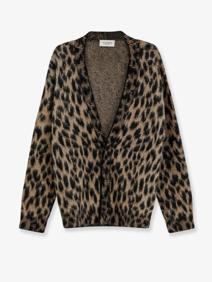 laneus leopard print knit cardigan Laneus Leopard Print Knit Cardigan