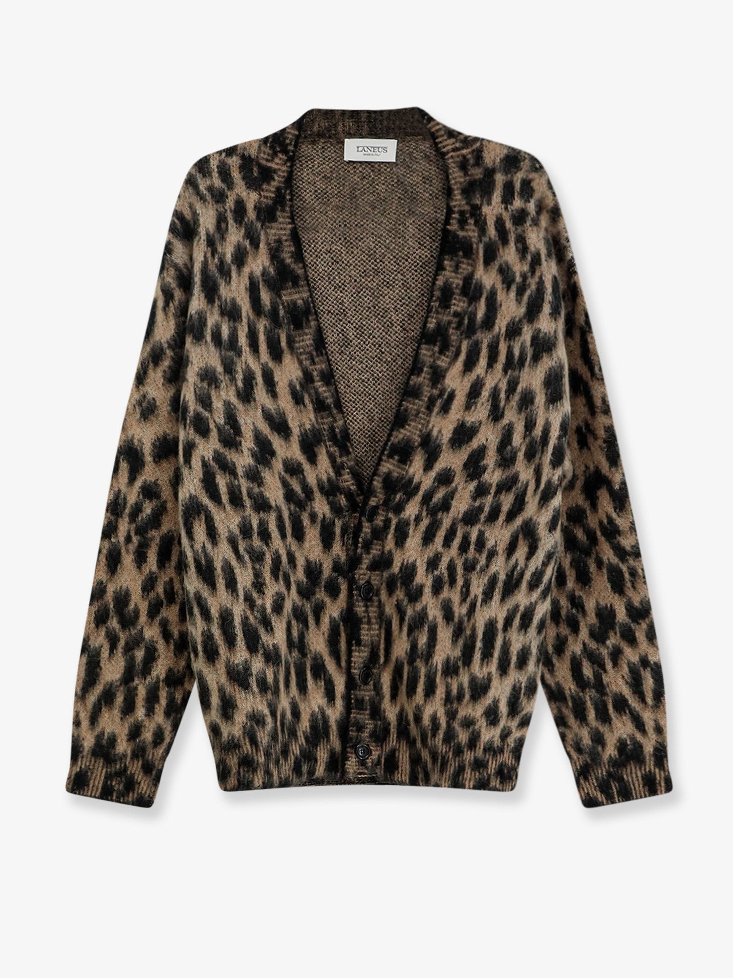 Laneus Leopard Print Knit Cardigan