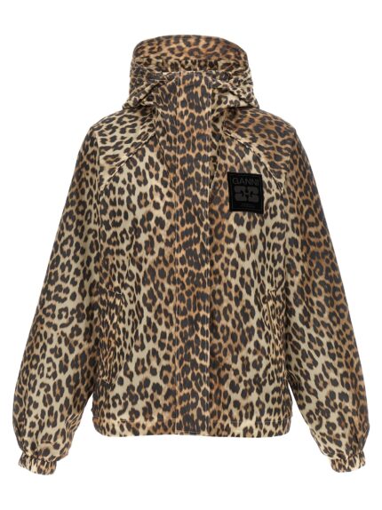 GANNI 'Leopard Print Nylon' Windbreaker