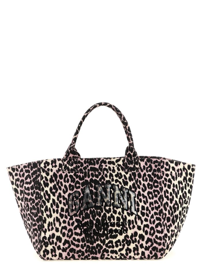 ganni 'leopard sequin xxl tote' shopping bag GANNI 'Leopard Sequin XXL Tote' Shopping Bag