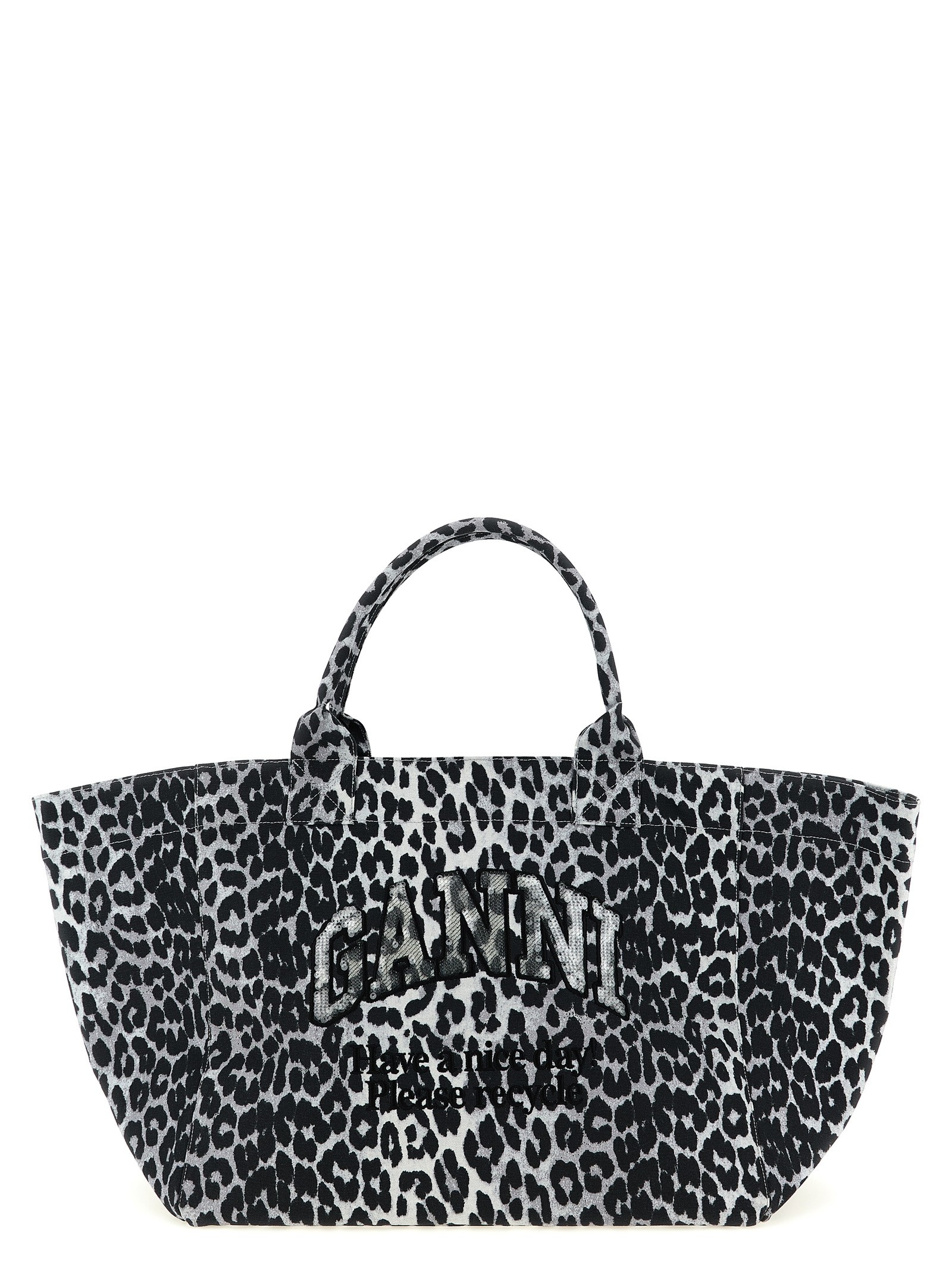 GANNI 'Leopard Sequin XXL Tote' Shopping Bag