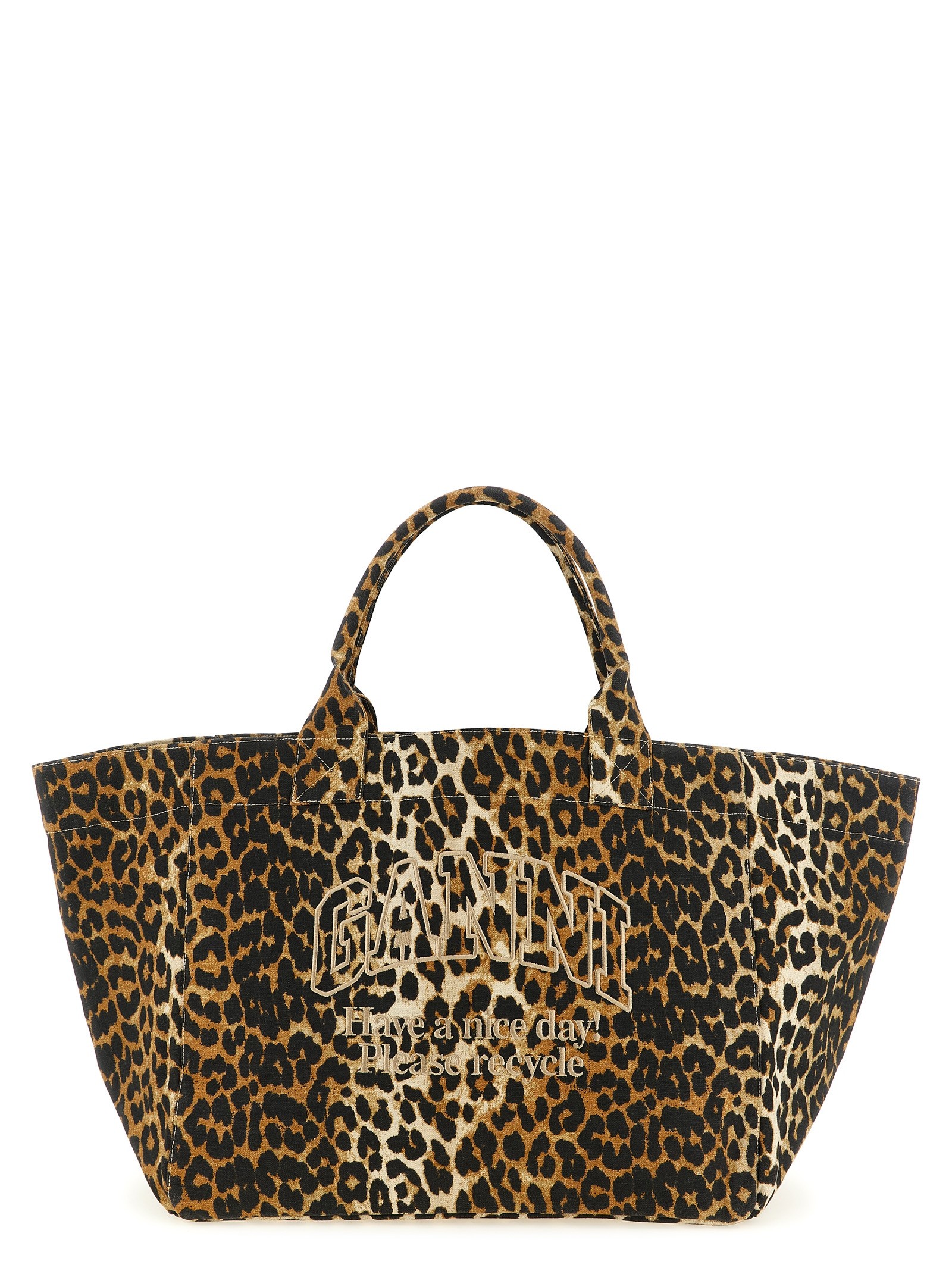 GANNI 'Leopard XXL' Shopping Bag