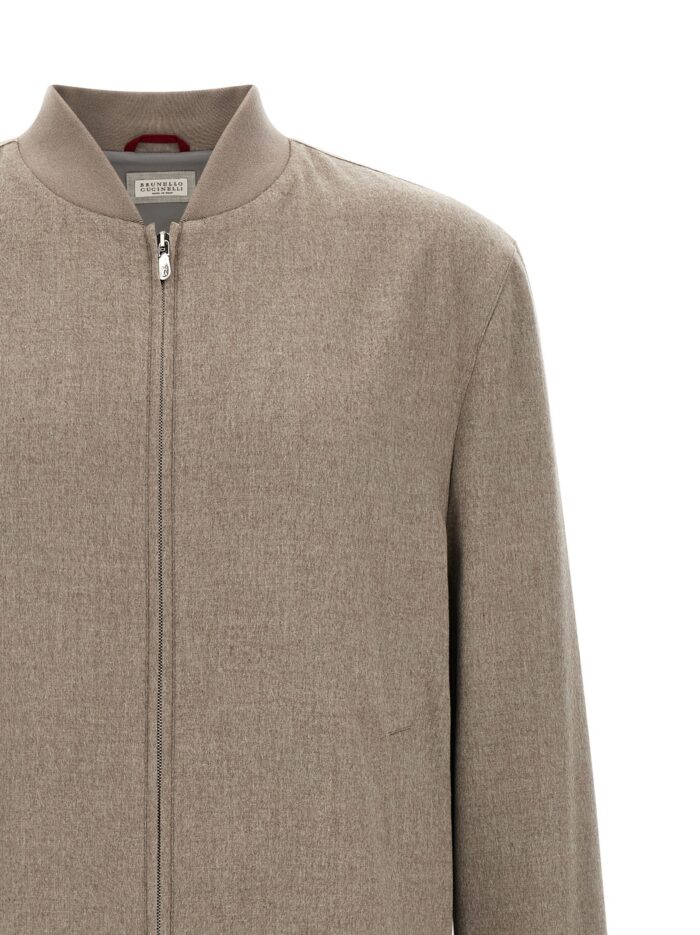 Brunello Cucinelli Light Flannel Bomber Jacket