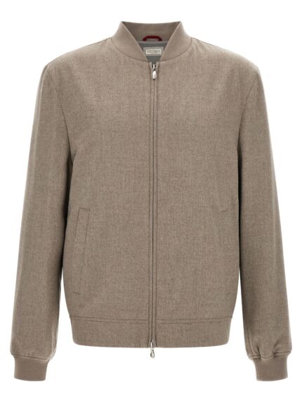 Brunello Cucinelli Light Flannel Bomber Jacket