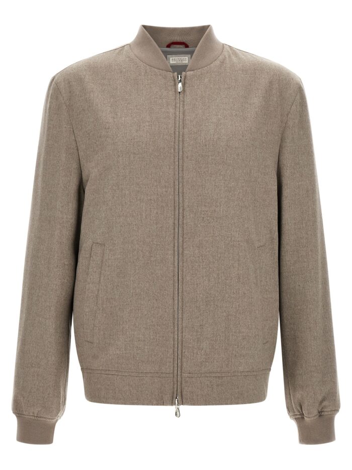 brunello cucinelli light flannel bomber jacket Brunello Cucinelli Light Flannel Bomber Jacket