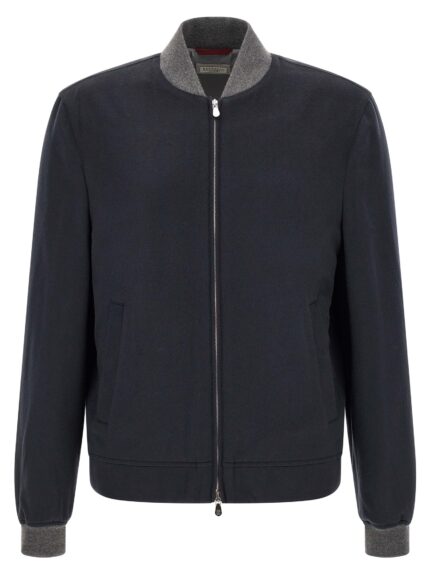 Brunello Cucinelli Light Flannel Bomber Jacket