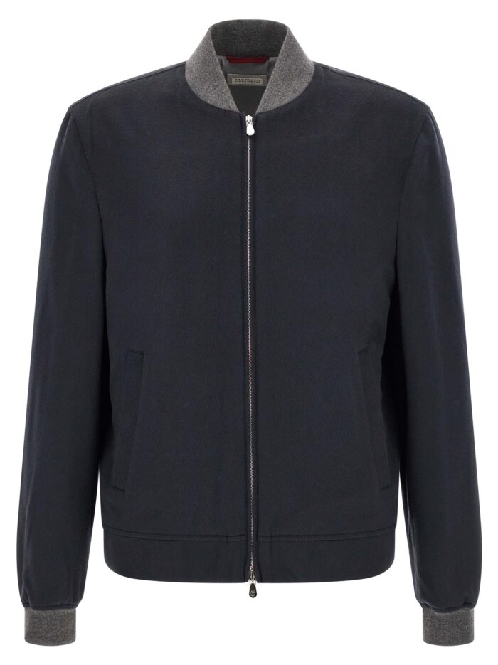 brunello cucinelli light flannel bomber jacket Brunello Cucinelli Light Flannel Bomber Jacket