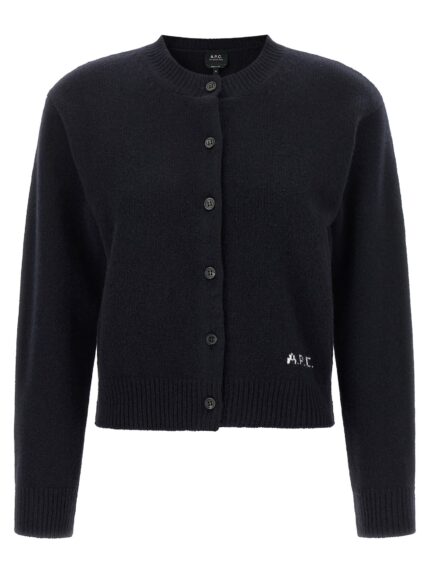 A.P.C. Lila' Wool Cardigan With Logo Intarsia