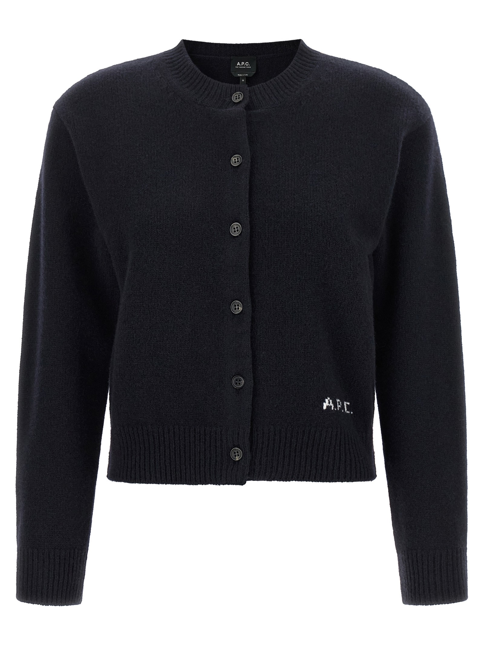 A.P.C. Lila' Wool Cardigan With Logo Intarsia