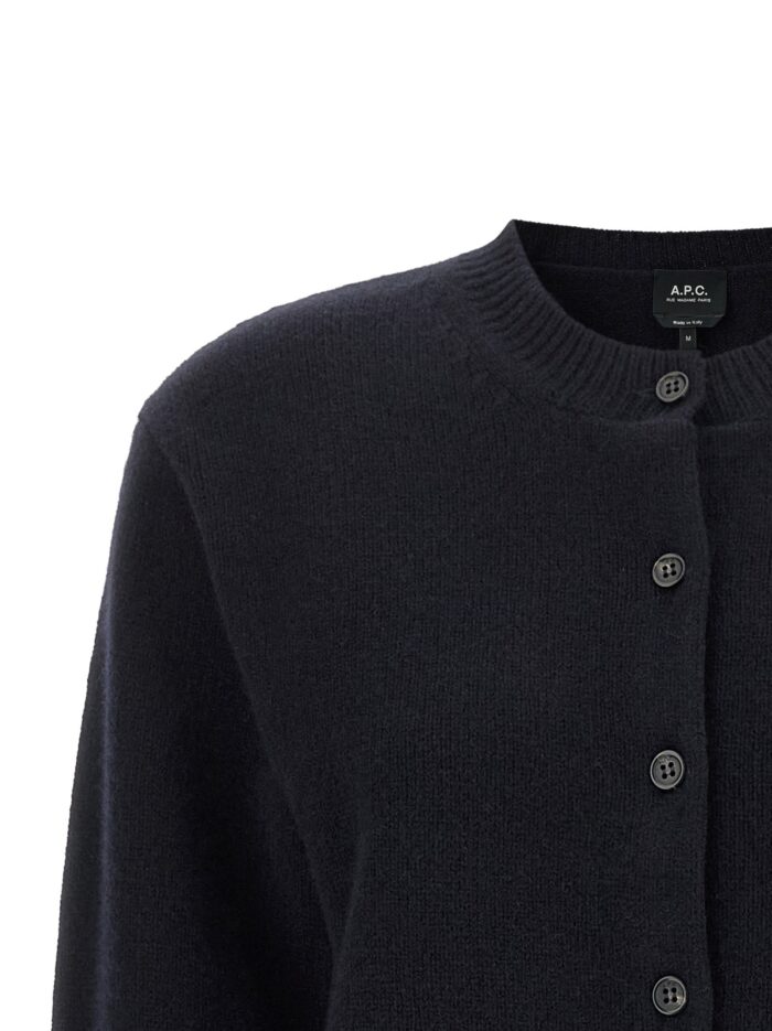 A.P.C. Lila' Wool Cardigan With Logo Intarsia