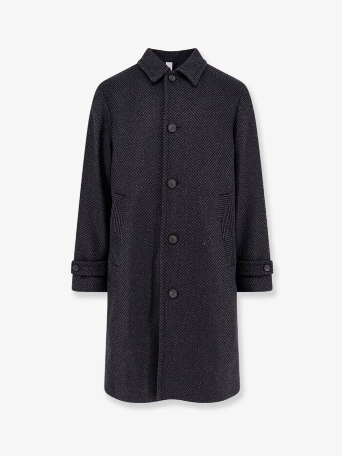 hevo loconia wool blend coat with herringbone pattern Hevo Loconia Wool Blend Coat With Herringbone Pattern