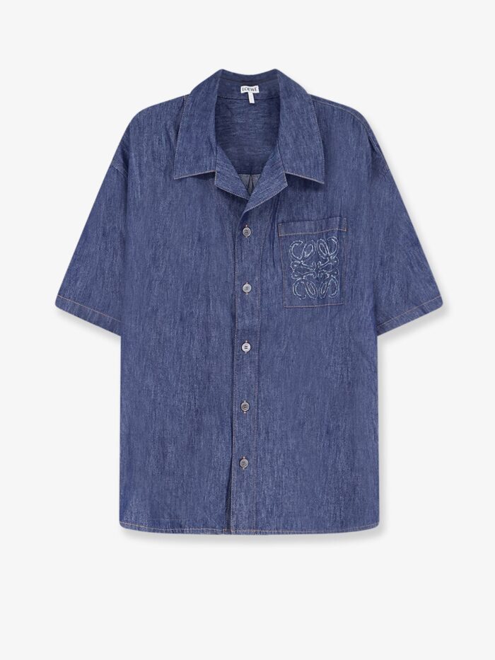 LOEWE Blue Denim Shirt With Embroidered Anagram Logo
