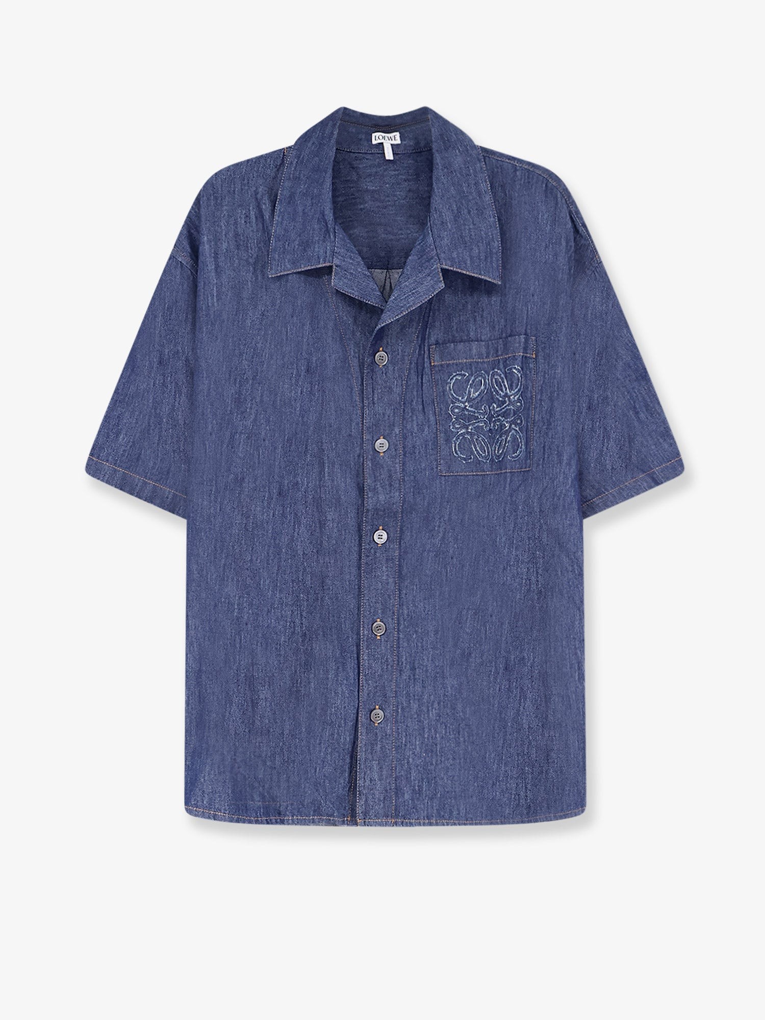 LOEWE Blue Denim Shirt With Embroidered Anagram Logo