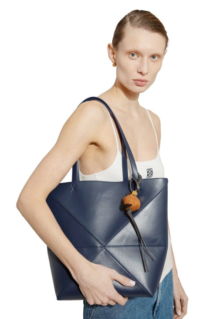 LOEWE Medium Puzzle Fold Tote In Shiny Calfskin