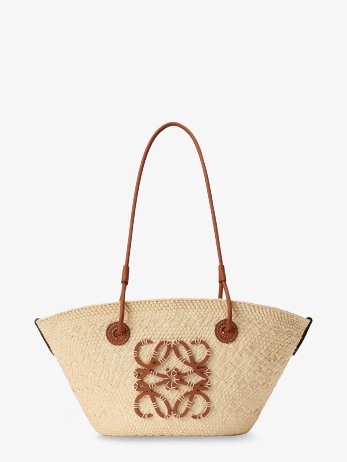 loewe paula's ibiza anagram palm leaf and leather shoulder bag LOEWE Paula's Ibiza Anagram Palm Leaf And Leather Shoulder Bag