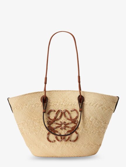 LOEWE Paula's Ibiza -Anagram Raffia And Leather Shoulder Bag