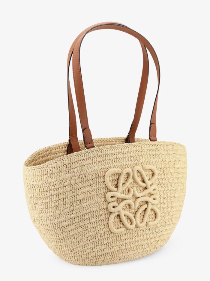 LOEWE Paula's Ibiza -Eclipse Raffia And Leather Handbag With 3D Anagram Logo