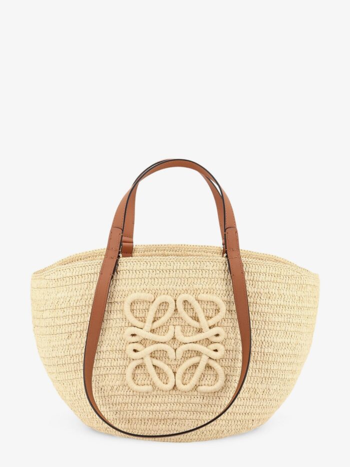 LOEWE Paula's Ibiza -Eclipse Raffia And Leather Handbag With 3D Anagram Logo
