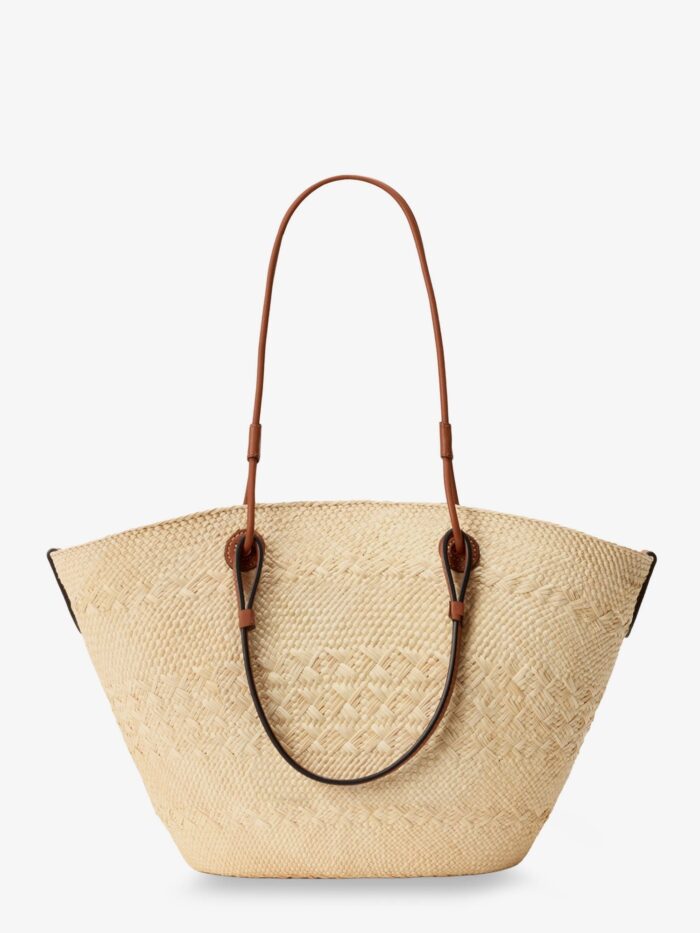 LOEWE Paula's Ibiza Leather And Iraca Palm Shoulder Bag