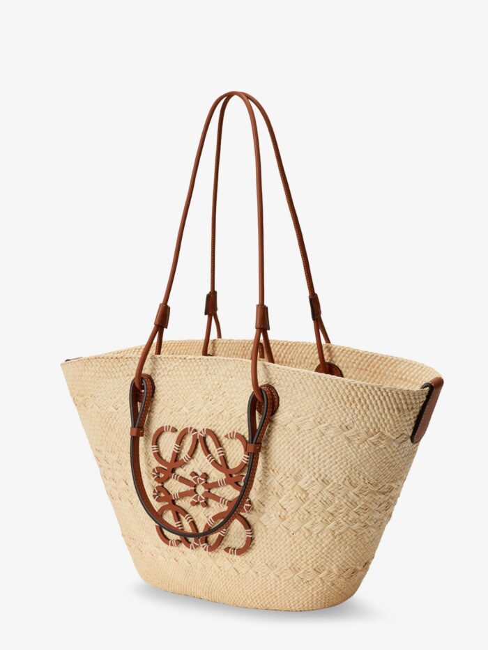 LOEWE Paula's Ibiza Leather And Iraca Palm Shoulder Bag