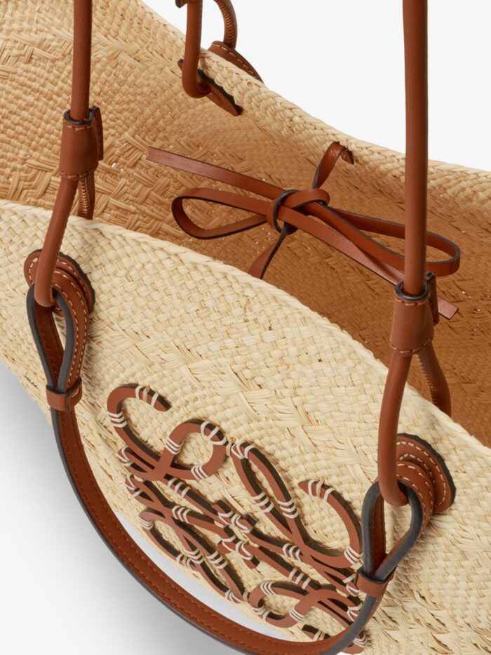 LOEWE Paula's Ibiza Leather And Iraca Palm Shoulder Bag