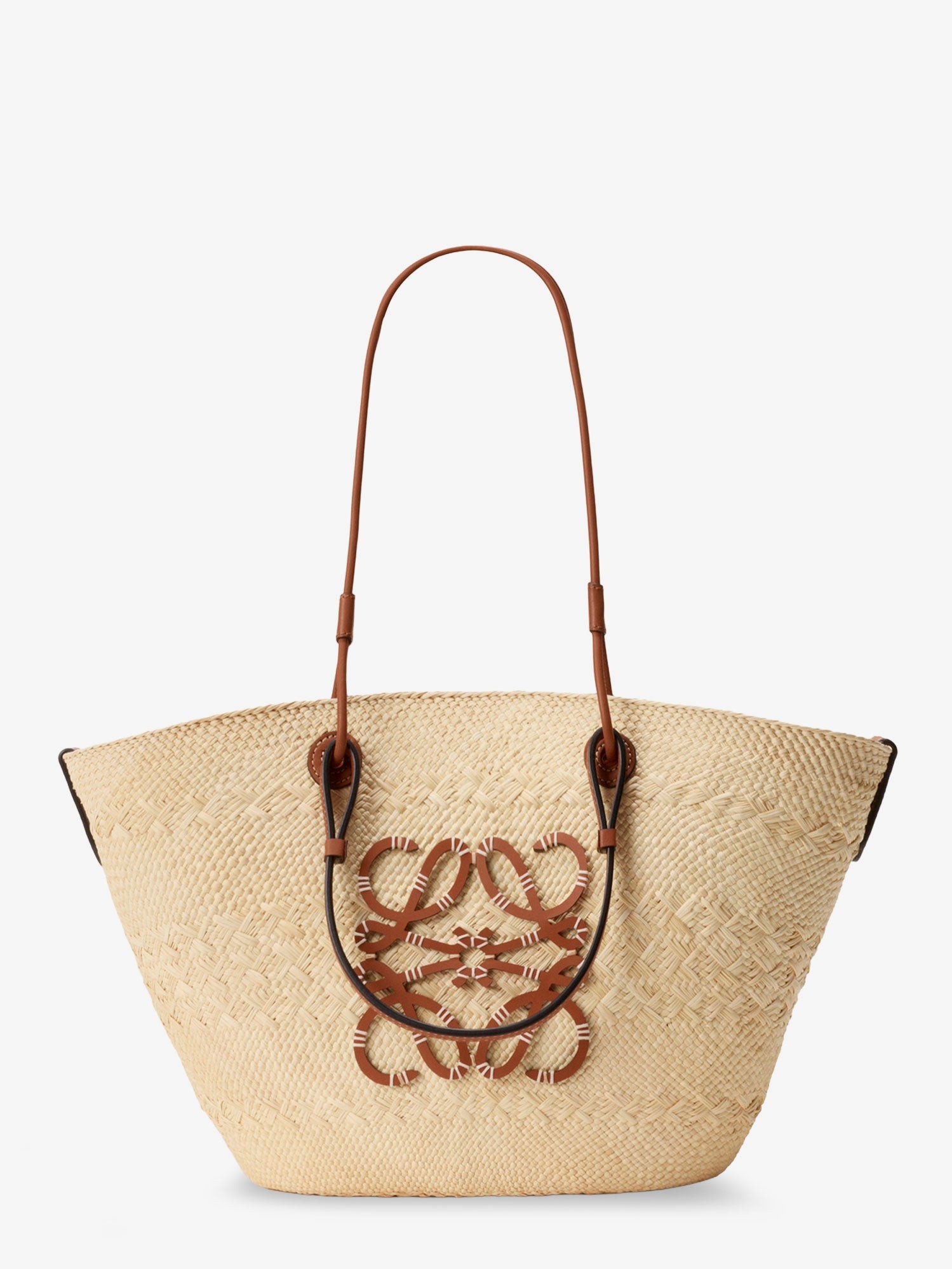 LOEWE Paula's Ibiza Leather And Iraca Palm Shoulder Bag