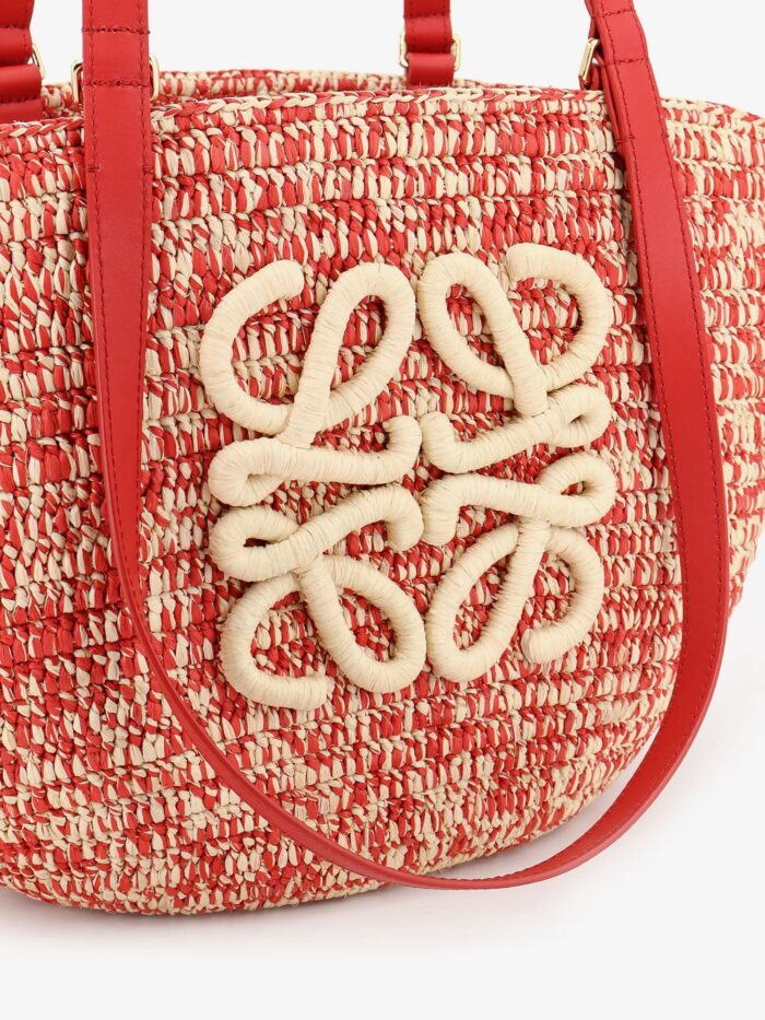 LOEWE Paula's Ibiza -Medium Eclipse Raffia And Leather Shoulder Bag With 3D Anagram Logo