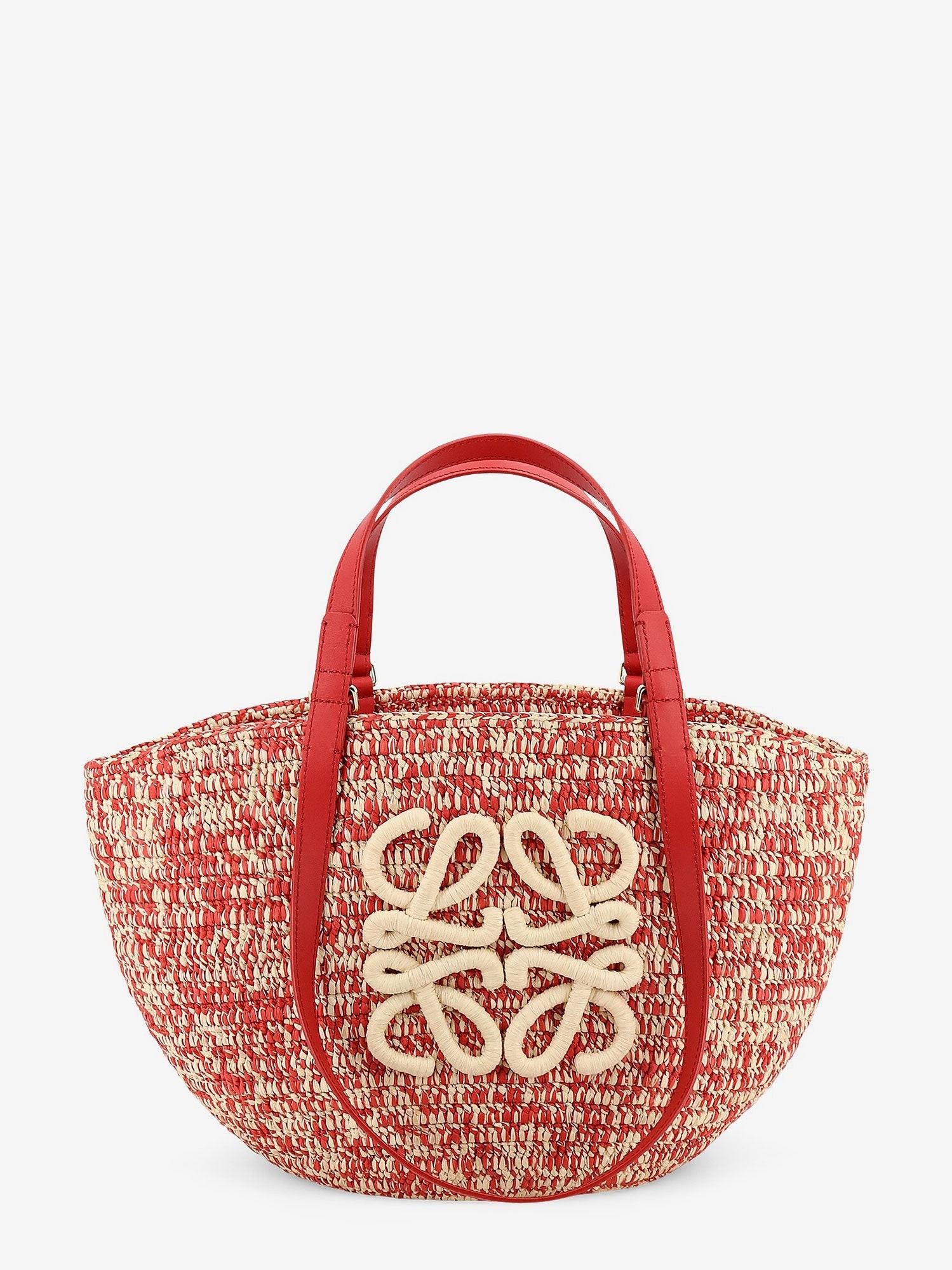 LOEWE Paula's Ibiza -Medium Eclipse Raffia And Leather Shoulder Bag With 3D Anagram Logo