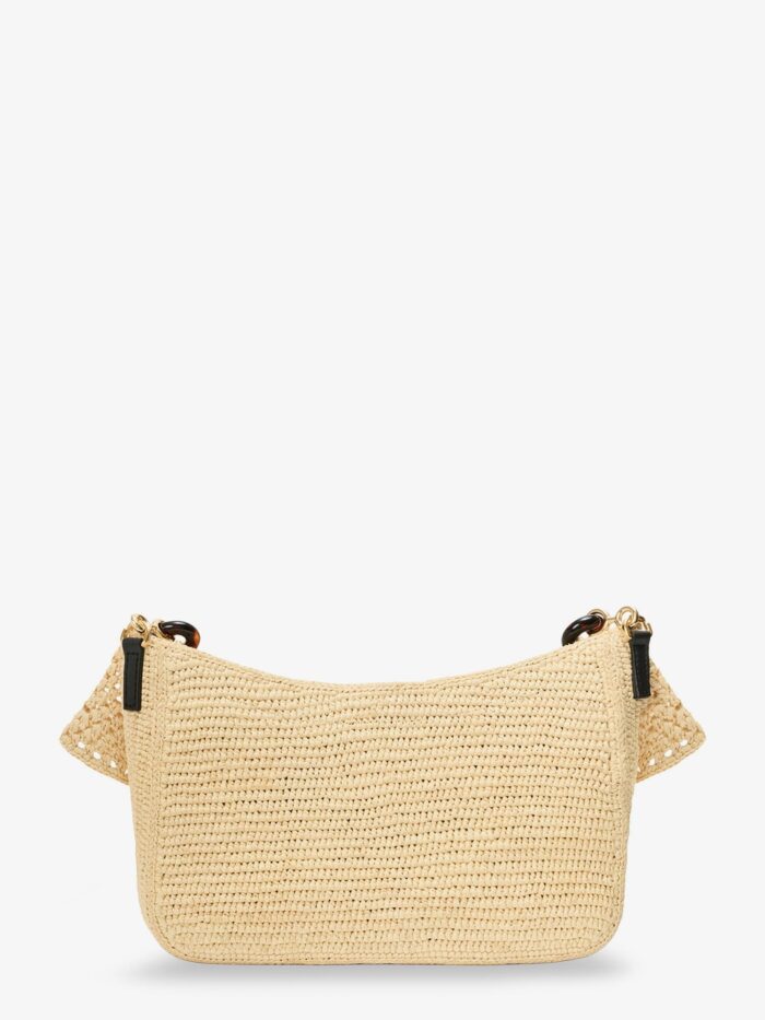 LOEWE Paula's Ibiza -Ola Medium Raffia Shoulder Bag With Metal Logo Lettering