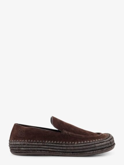 LOEWE Rio Suede And Raffia Loafers