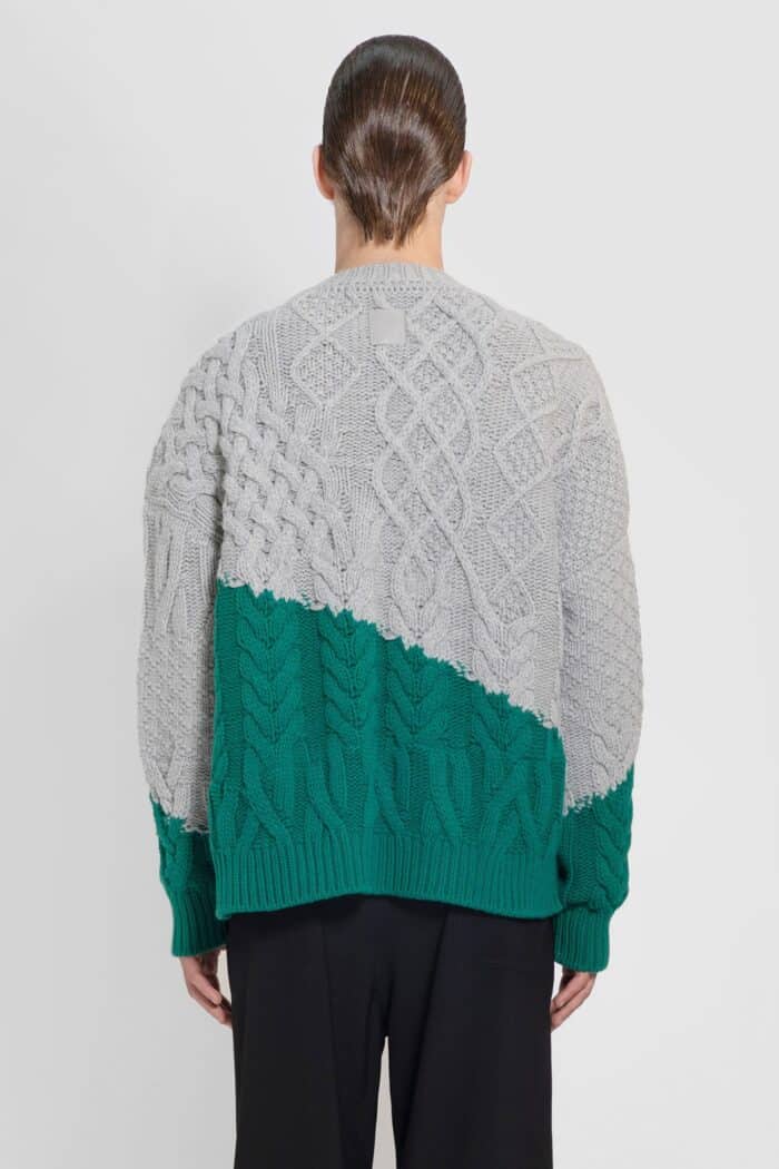 loewe two tone cable knit sweater in wool LOEWE Two-tone Cable Knit Sweater In Wool