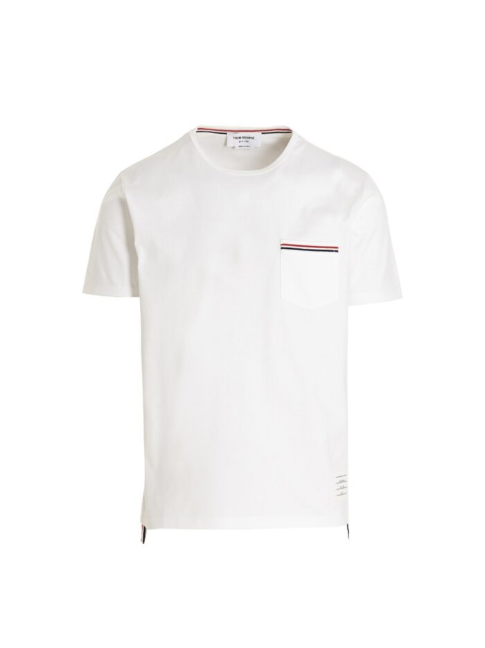 thom browne logo band jersey t shirt THOM BROWNE Logo Band Jersey T-shirt