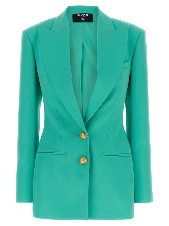 balmain logo button double breasted blazer Balmain Logo Button Double-breasted Blazer