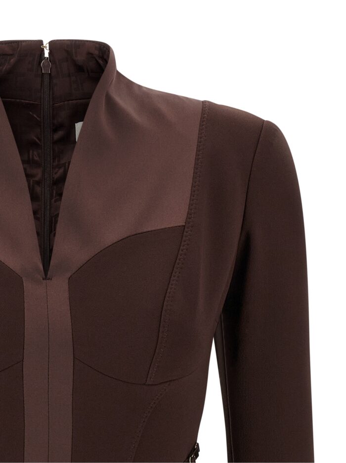 Elisabetta Franchi Logo Dress With Elastic Bands