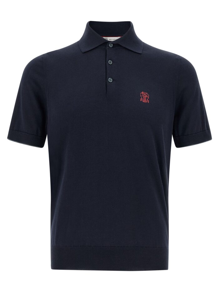 brunello cucinelli logo embroidery polo shirt Brunello Cucinelli Logo Embroidery Polo Shirt