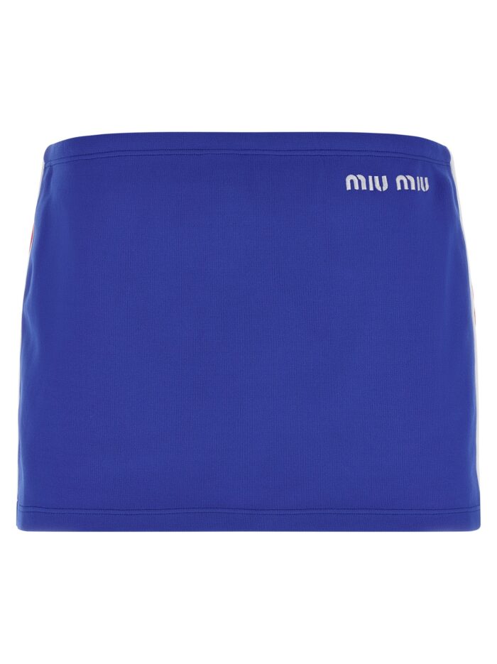 miu miu logo embroidery skirt Miu Miu Logo Embroidery Skirt
