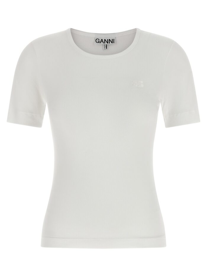 ganni logo embroidery t shirt GANNI Logo Embroidery T-shirt