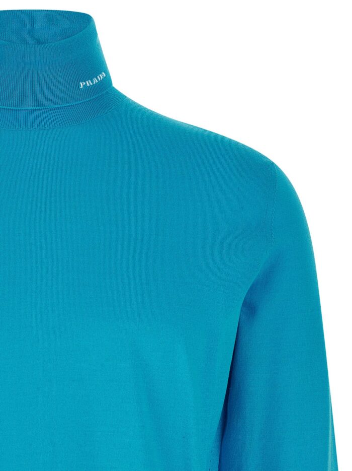 PRADA Logo Intarsia Turtleneck Sweater