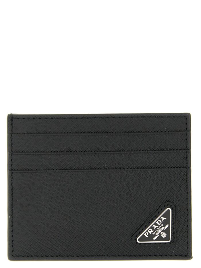 prada logo leather card holder PRADA Logo Leather Card Holder