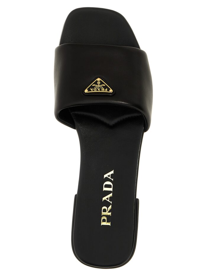 PRADA Logo Leather Sandals
