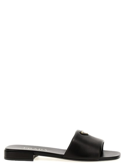 PRADA Logo Leather Sandals