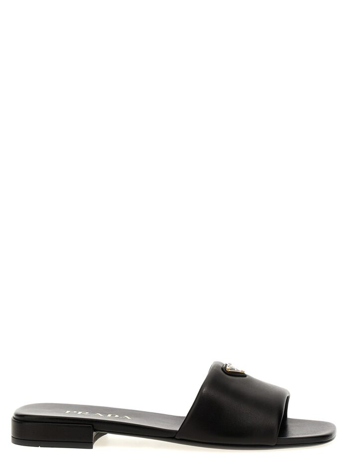 prada logo leather sandals PRADA Logo Leather Sandals