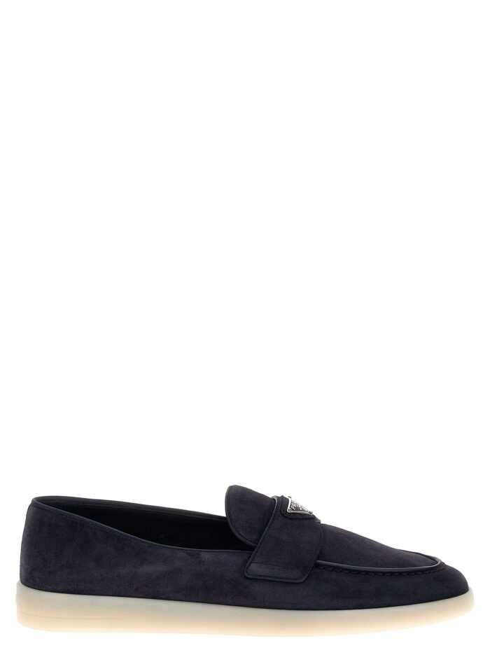 prada logo loafers PRADA Logo Loafers