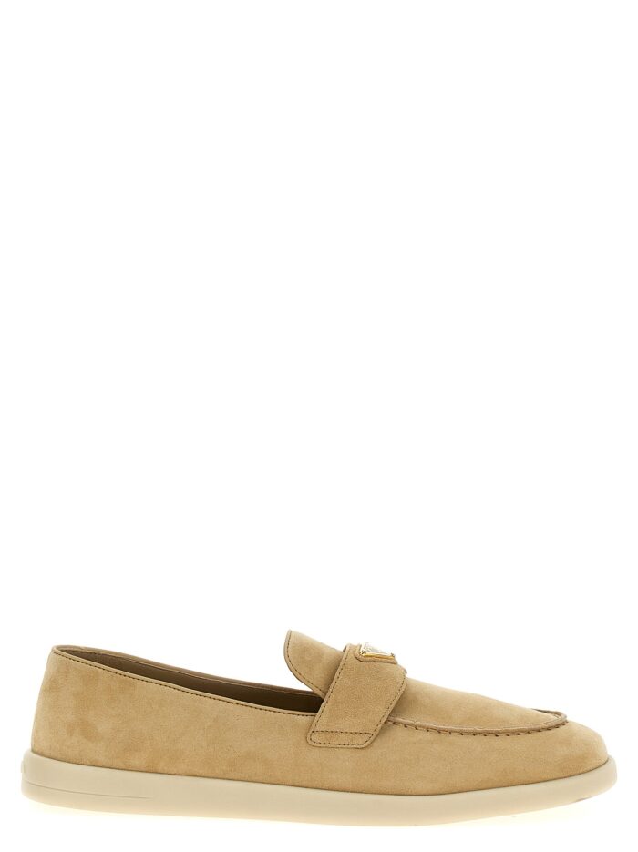 prada logo loafers PRADA Logo Loafers